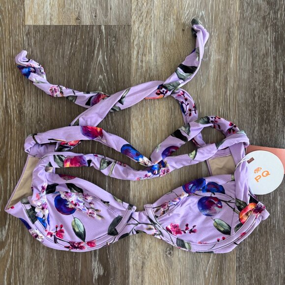 BNWT - PQ Swim Passionfruit Perla Halter Bikini Top & Basic Ruched Bottom - Sz S - Picture 5 of 9